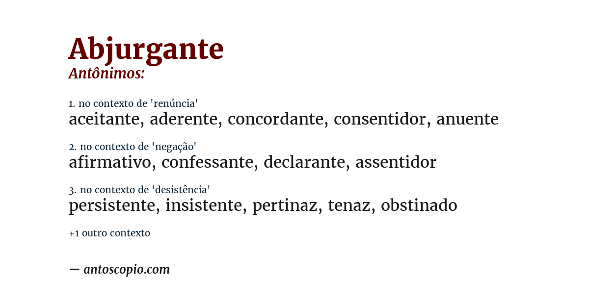 Antônimo de abjurgante