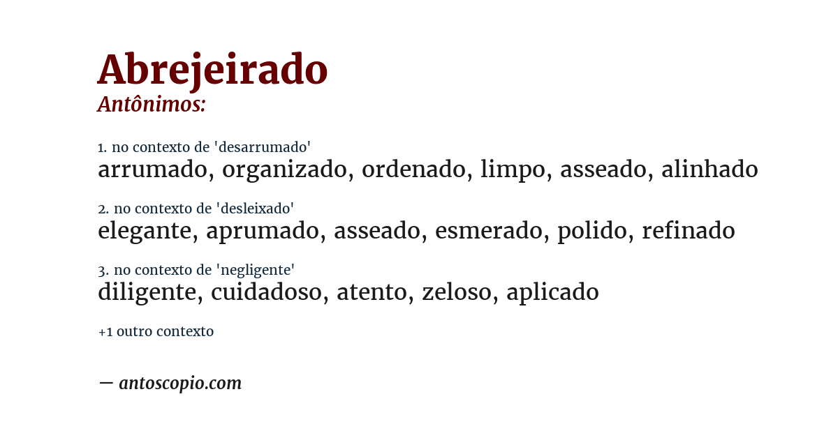 Antônimo de abrejeirado