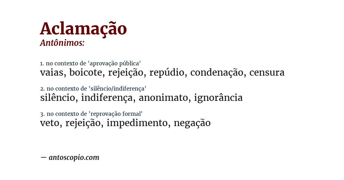 Antônimo de aclamação