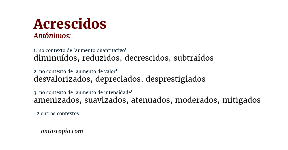 Antônimo de acrescidos
