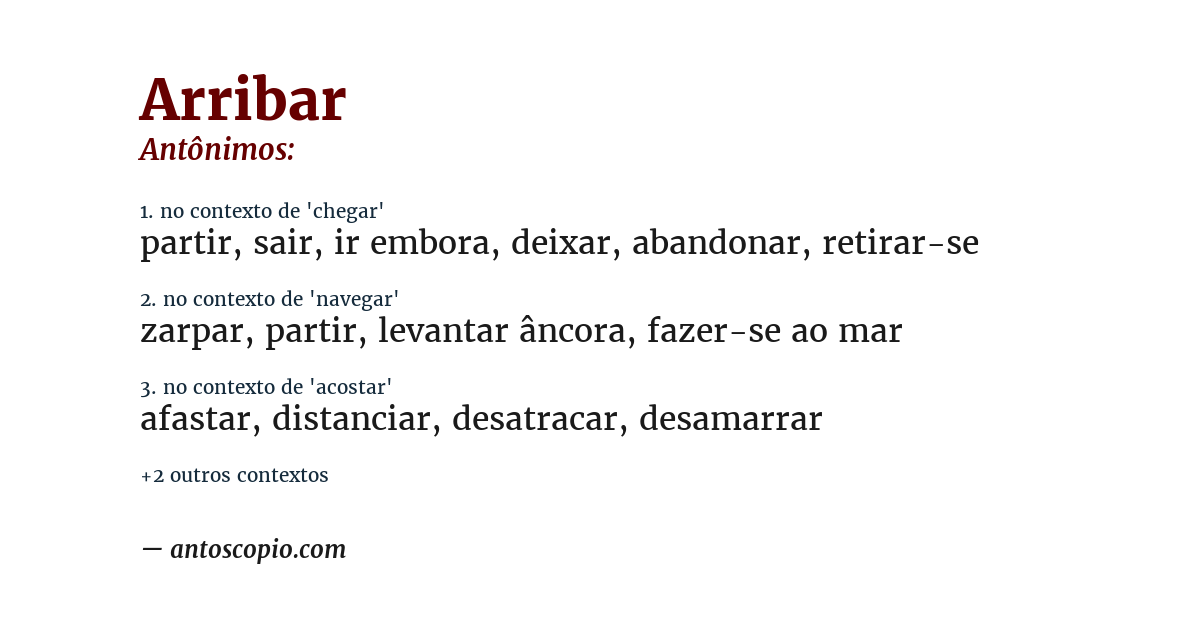 Antônimo de arribar