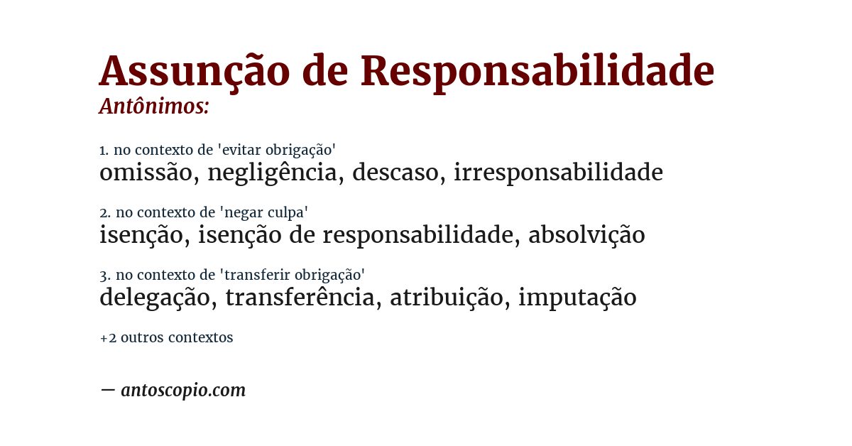 Antônimo de assunção de responsabilidade