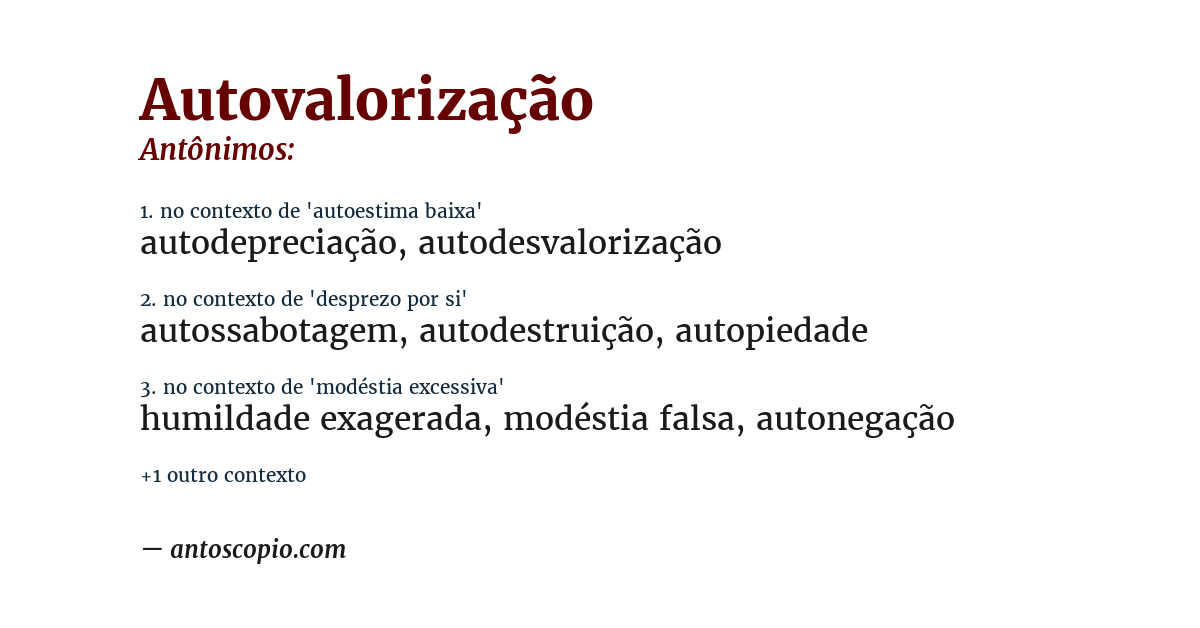 Antônimo de autovalorização