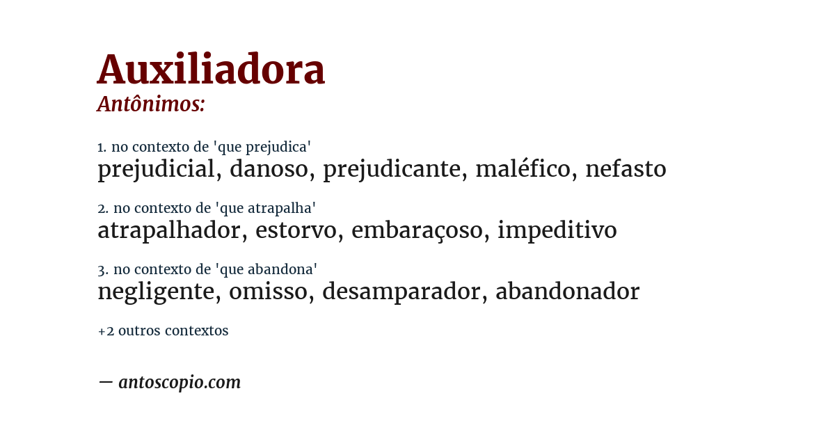 Antônimo de auxiliadora