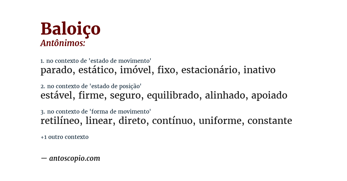 Antônimo de baloiço