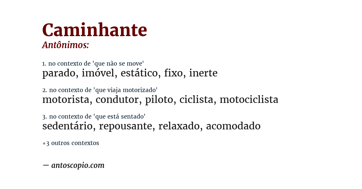 Antônimo de caminhante