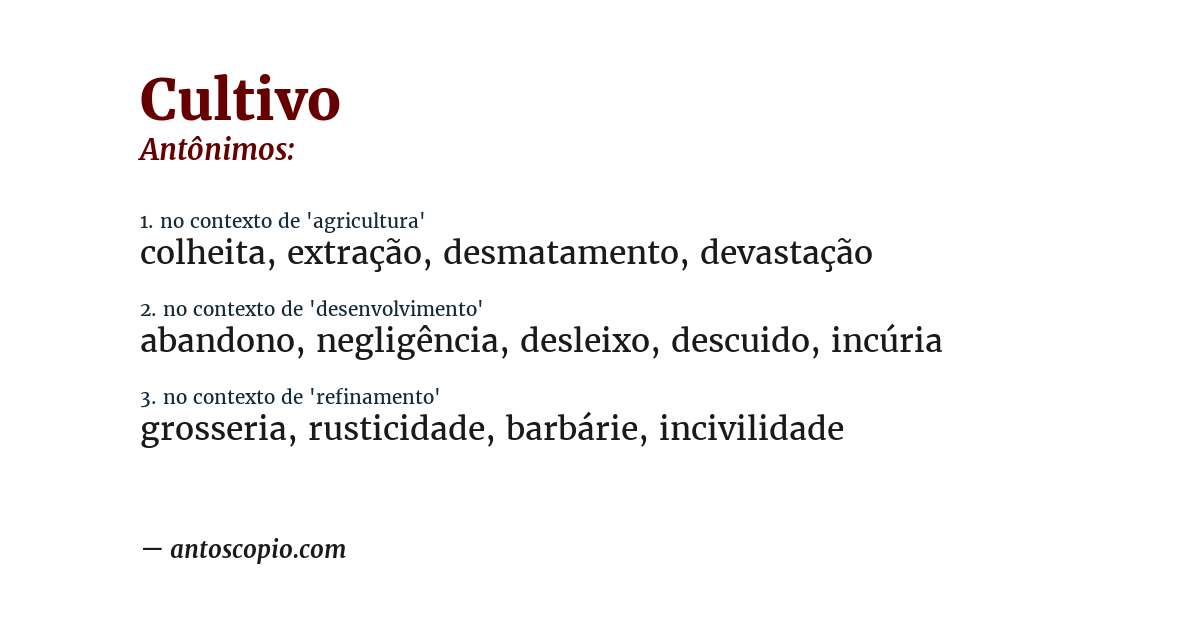 Antônimo de cultivo