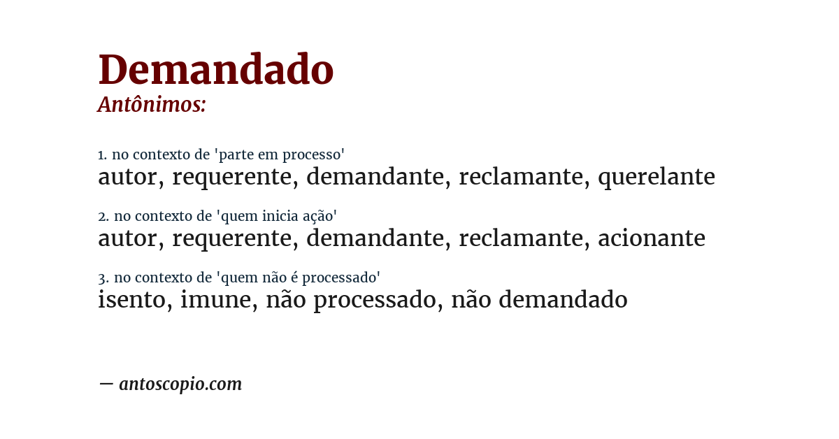 Antônimo de demandado