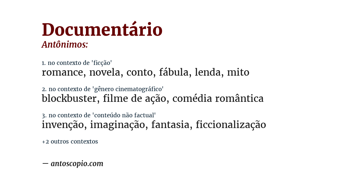 Antônimo de documentário