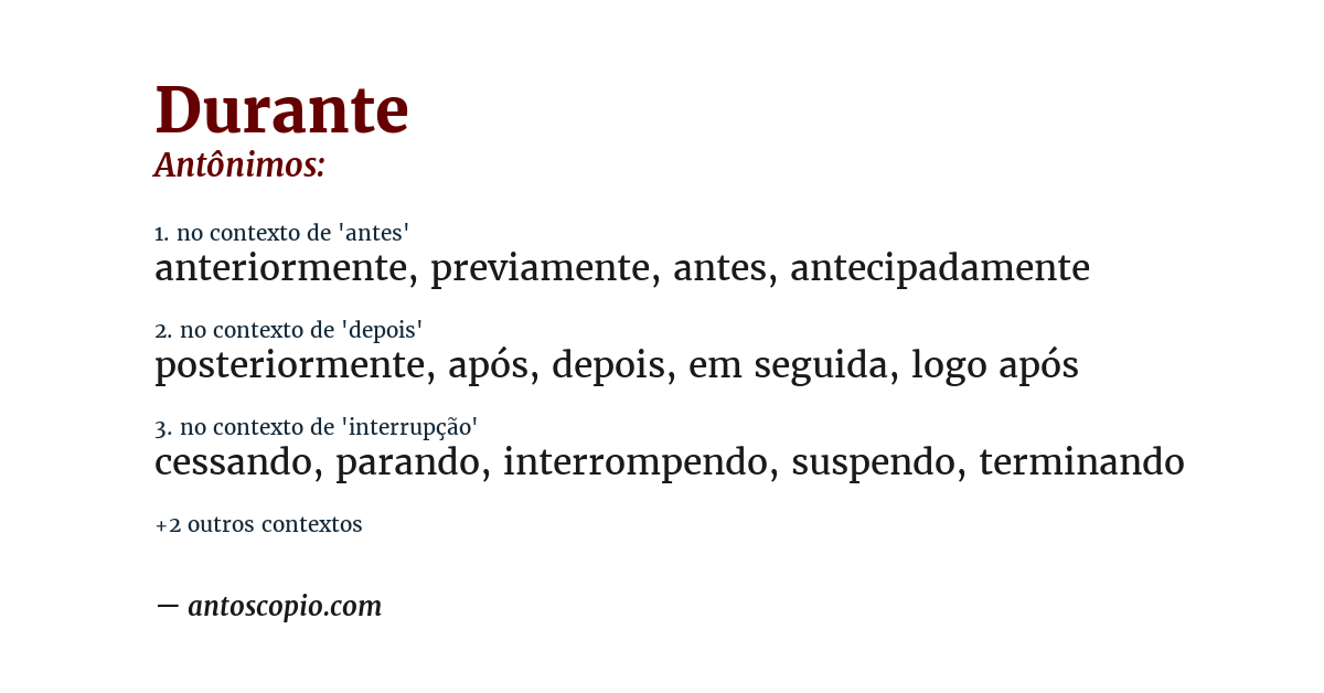 Antônimo de durante