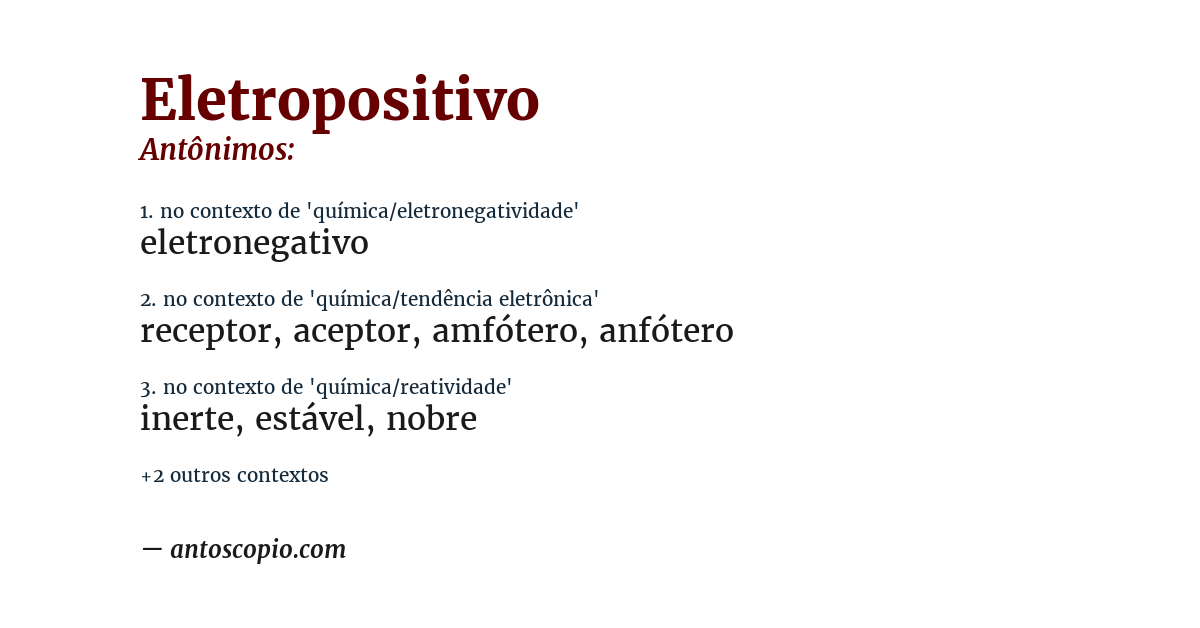 Antônimo de eletropositivo