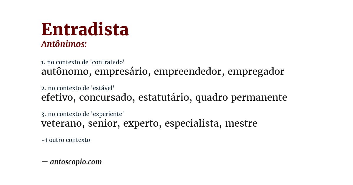 Antônimo de entradista