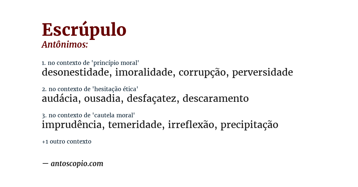 Antônimo de escrúpulo