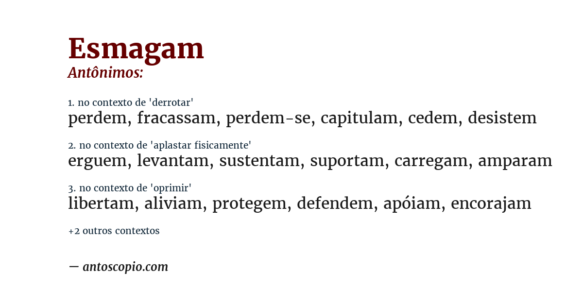 Antônimo de esmagam