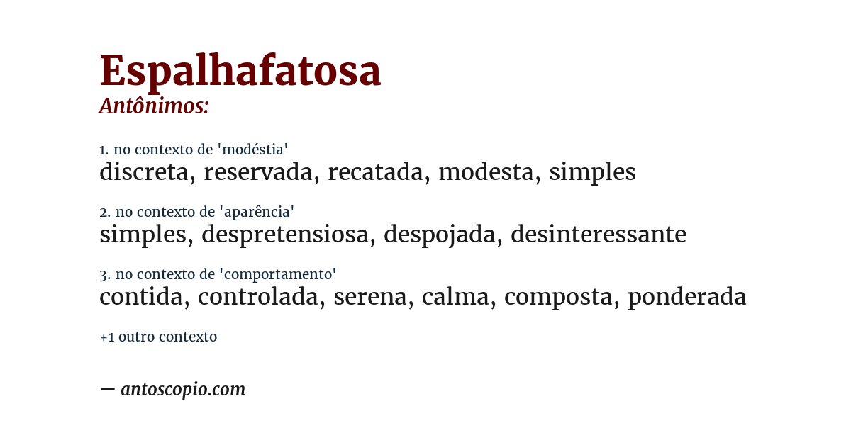 Antônimo de espalhafatosa