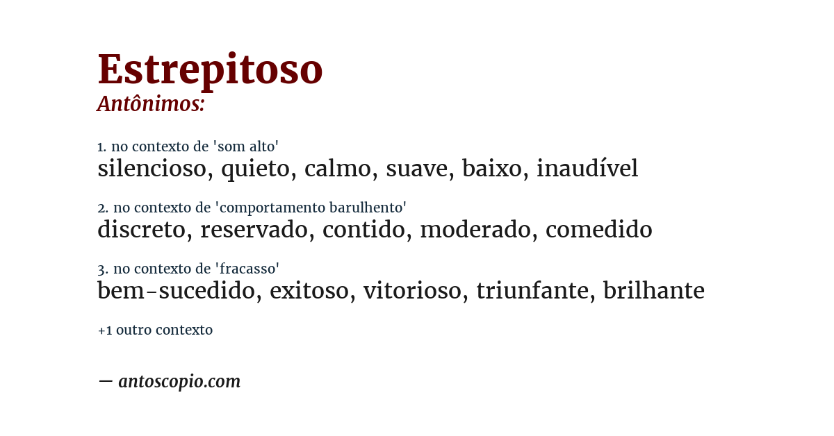 Antônimo de estrepitoso