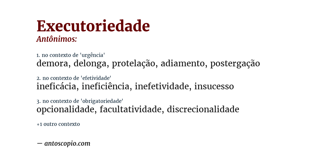 Antônimo de executoriedade