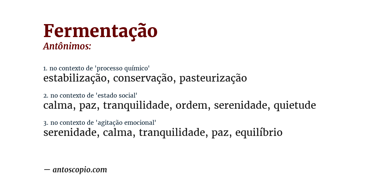 Antônimo de fermentação