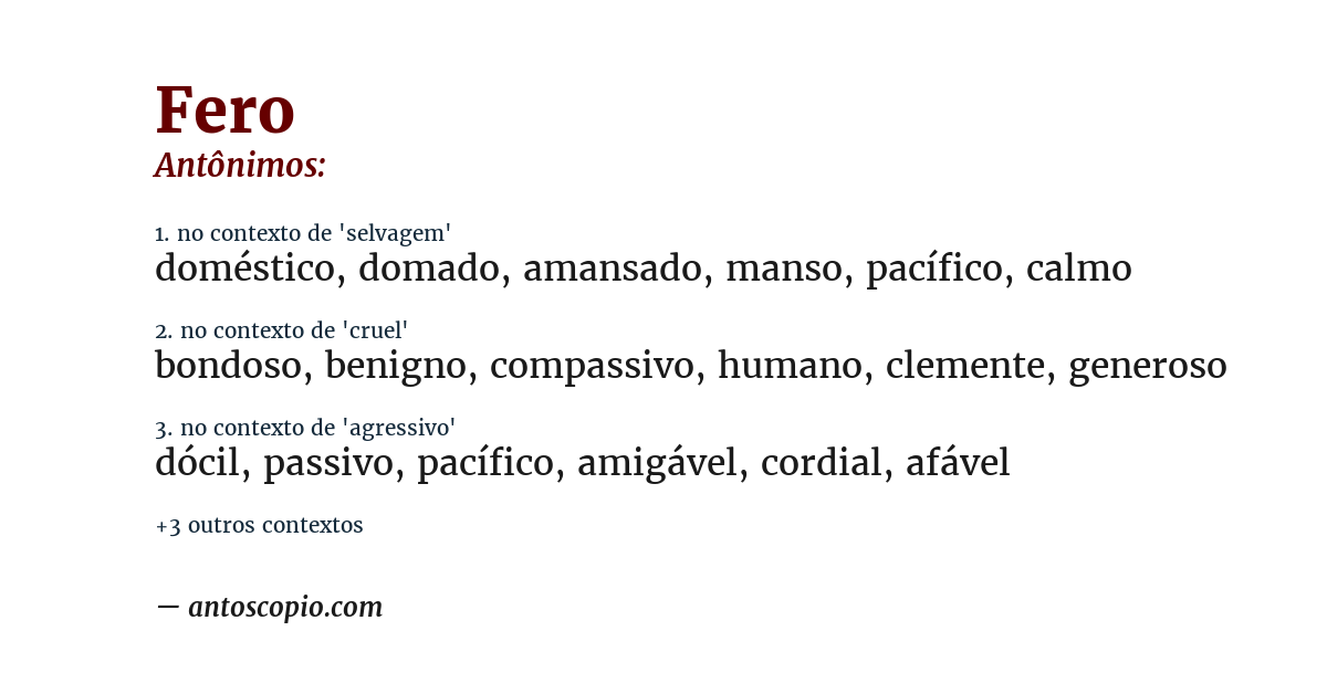 Antônimo de fero
