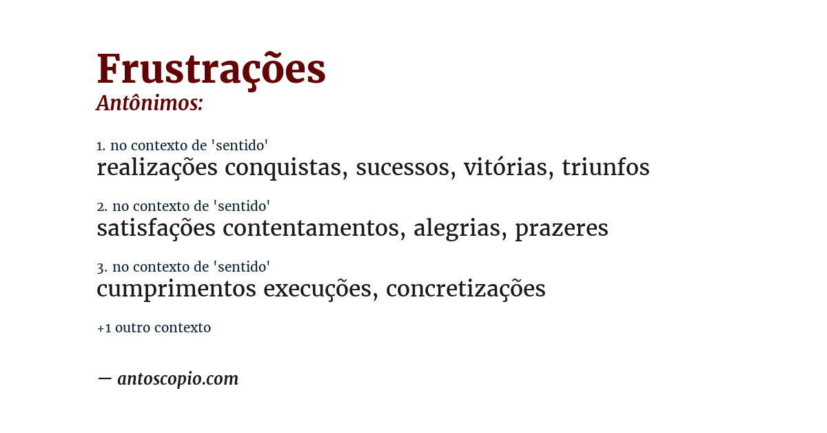 Antônimo de frustrações