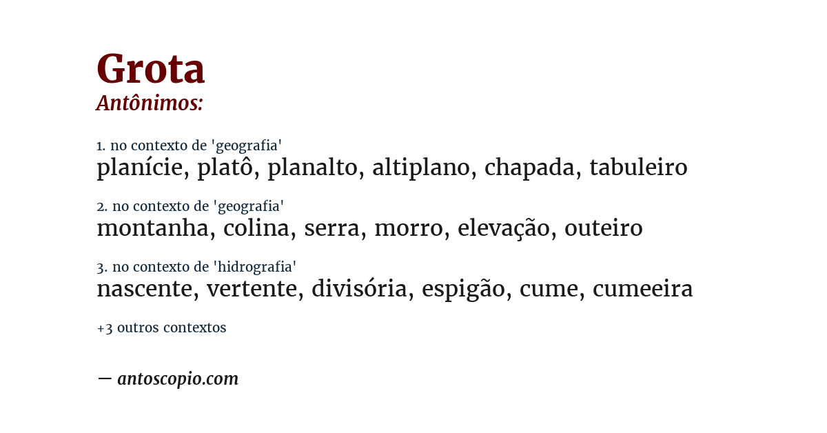 Antônimo de grota