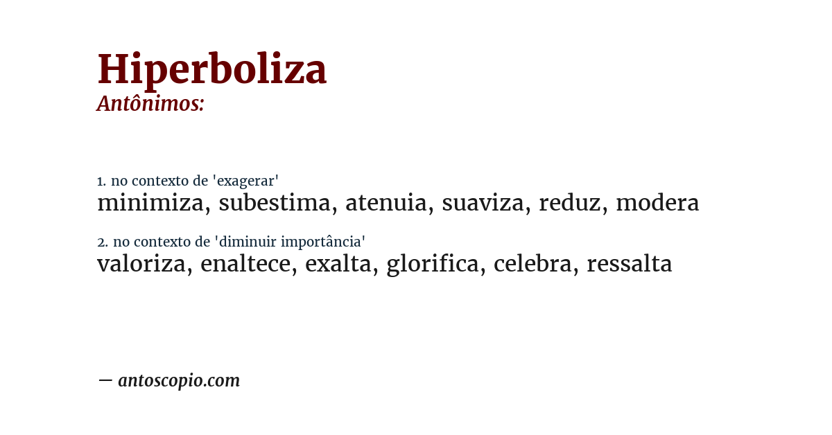 Antônimo de hiperboliza