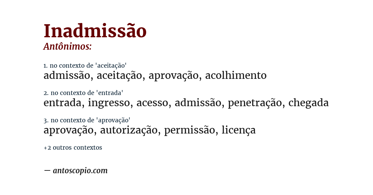 Antônimo de inadmissão