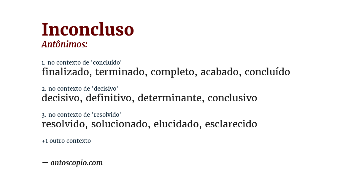 Antônimo de inconcluso