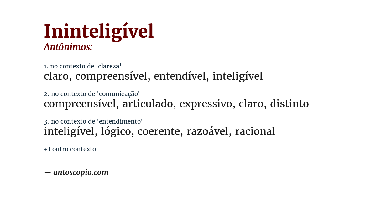 Antônimo de ininteligível