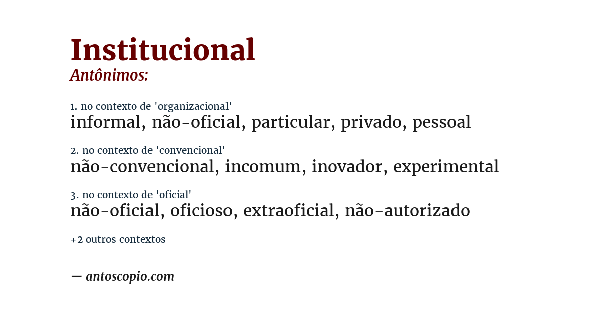 Antônimo de institucional