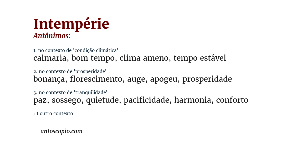 Antônimo de intempérie