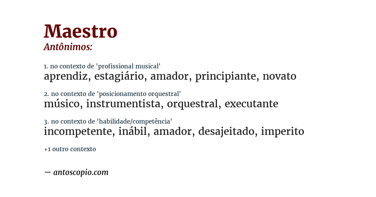 Antônimo de maestro