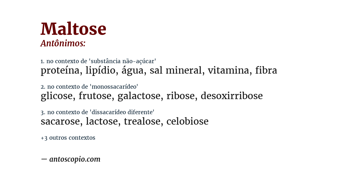 Antônimo de maltose