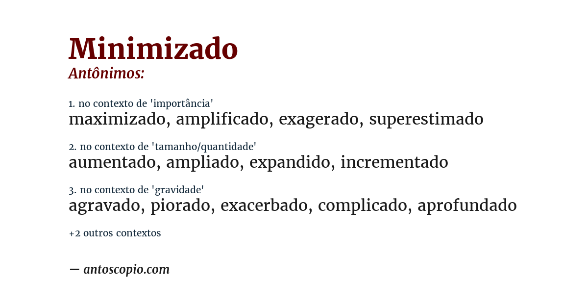 Antônimo de minimizado