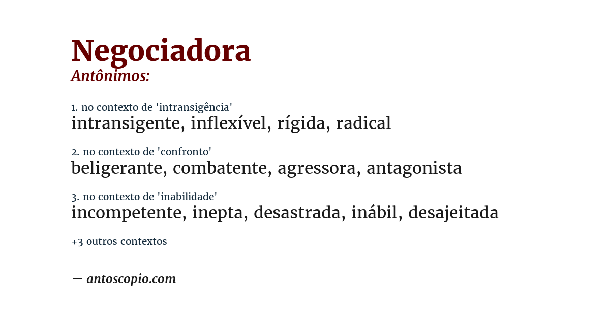 Antônimo de negociadora