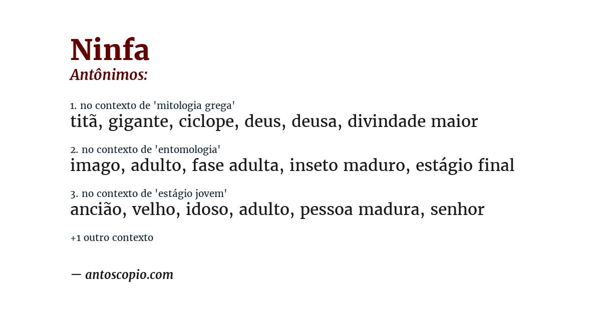 Antônimo de ninfa