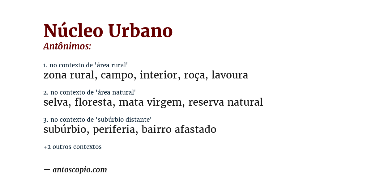 Antônimo de núcleo urbano