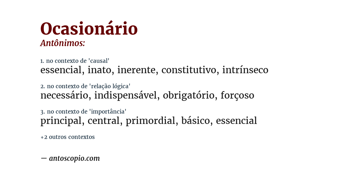 Antônimo de ocasionário