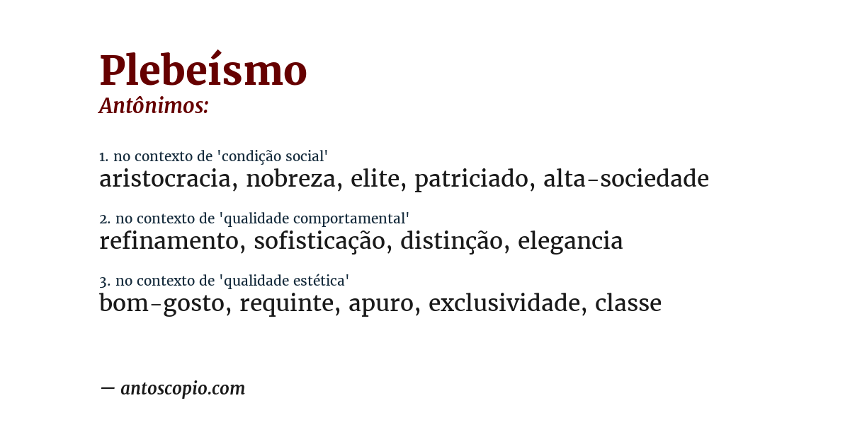 Antônimo de plebeísmo