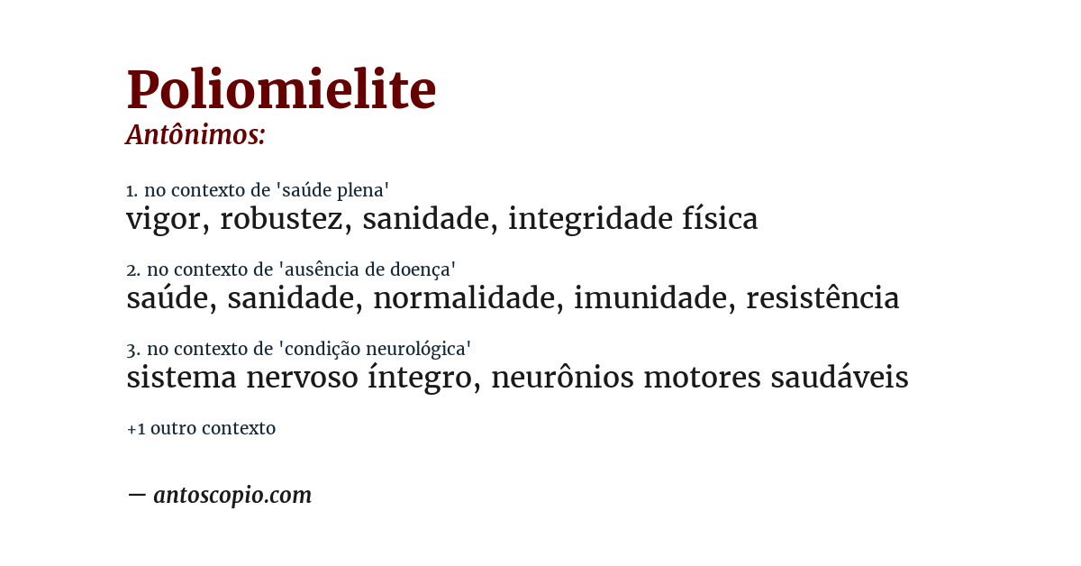 Antônimo de poliomielite
