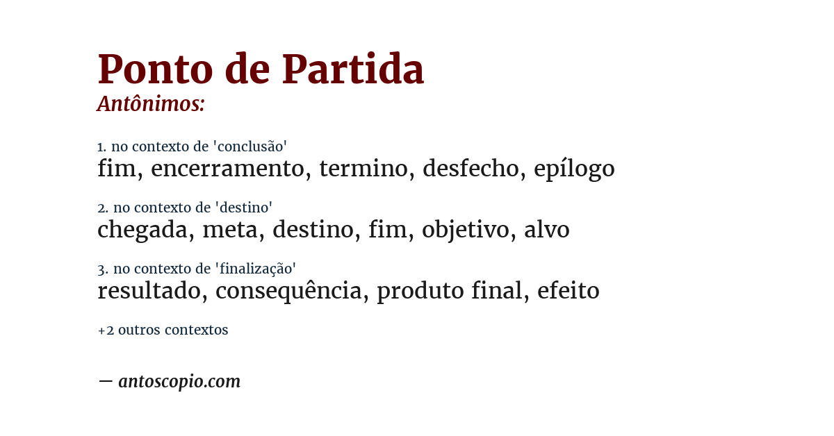 Antônimo de ponto de partida