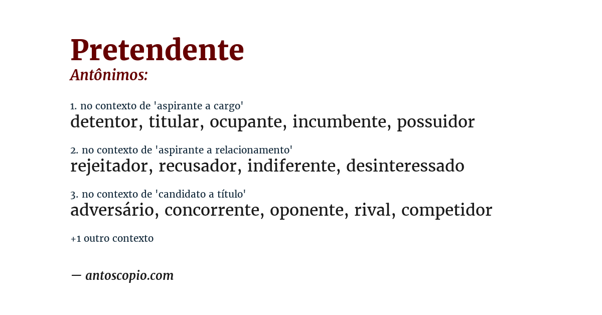 Antônimo de pretendente