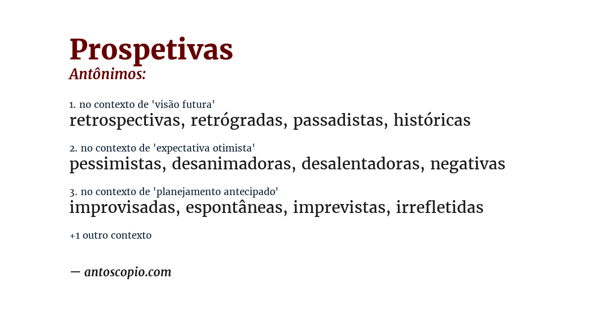 Antônimo de prospetivas