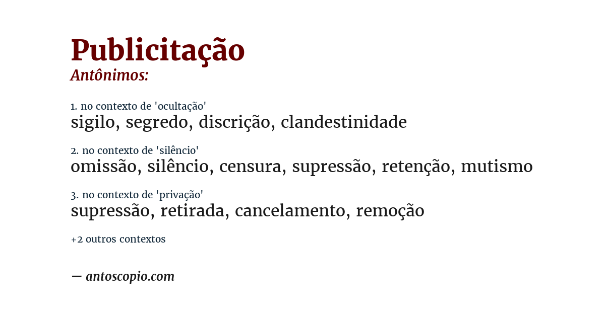 Antônimo de publicitação