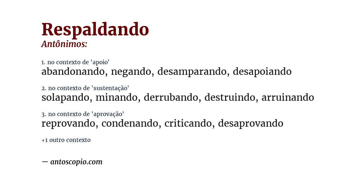 Antônimo de respaldando