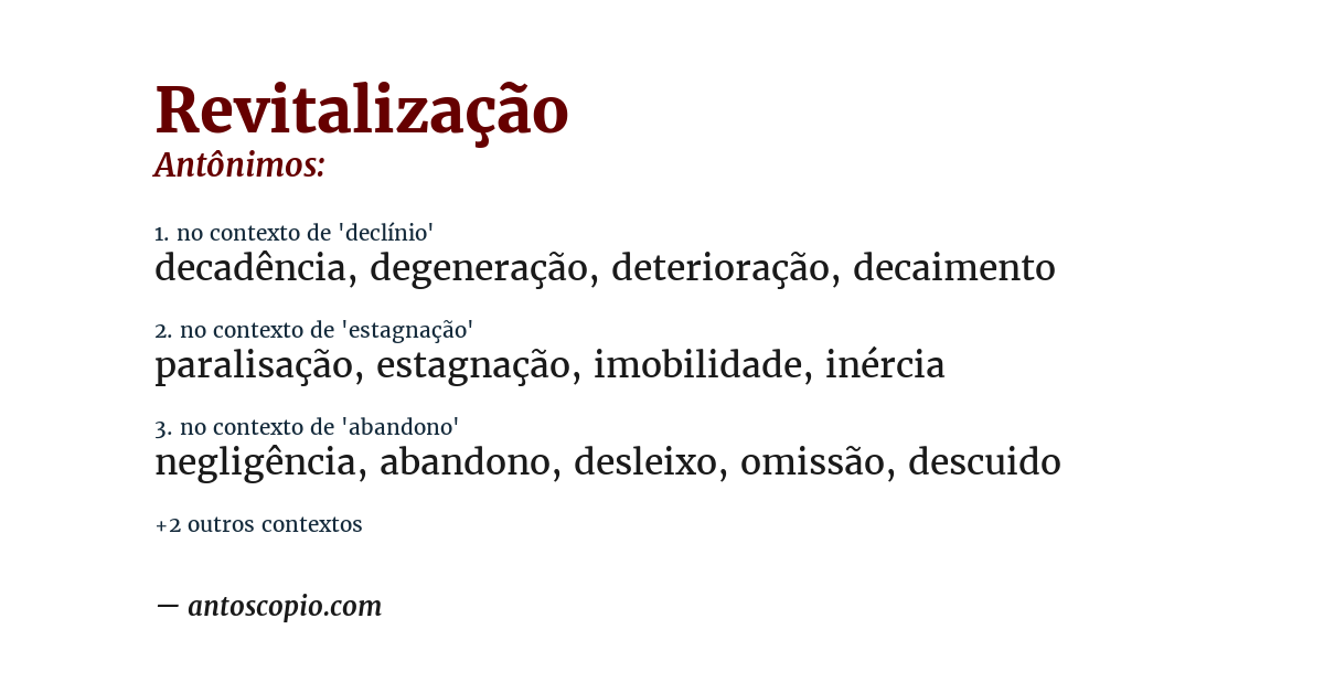 Antônimo de revitalização