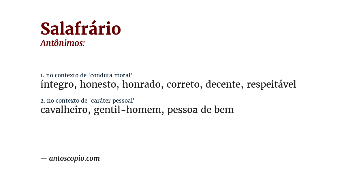 Antônimo de salafrário