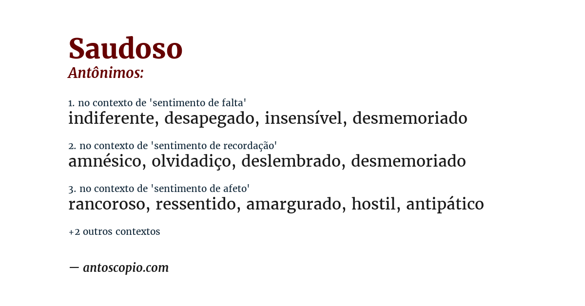 Antônimo de saudoso