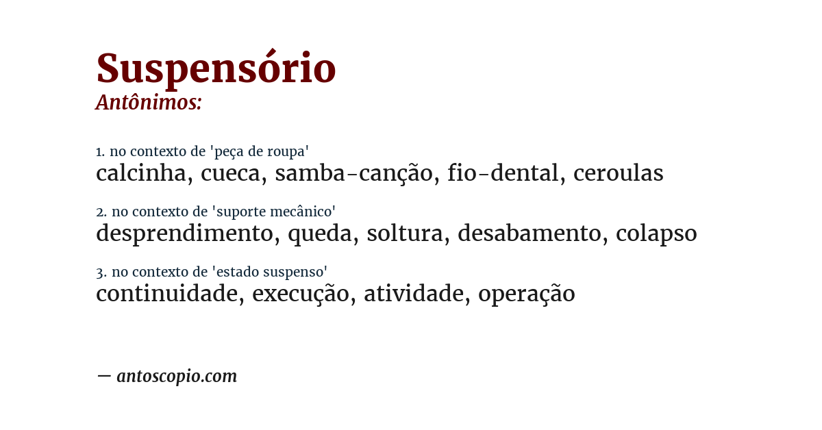 Antônimo de suspensório