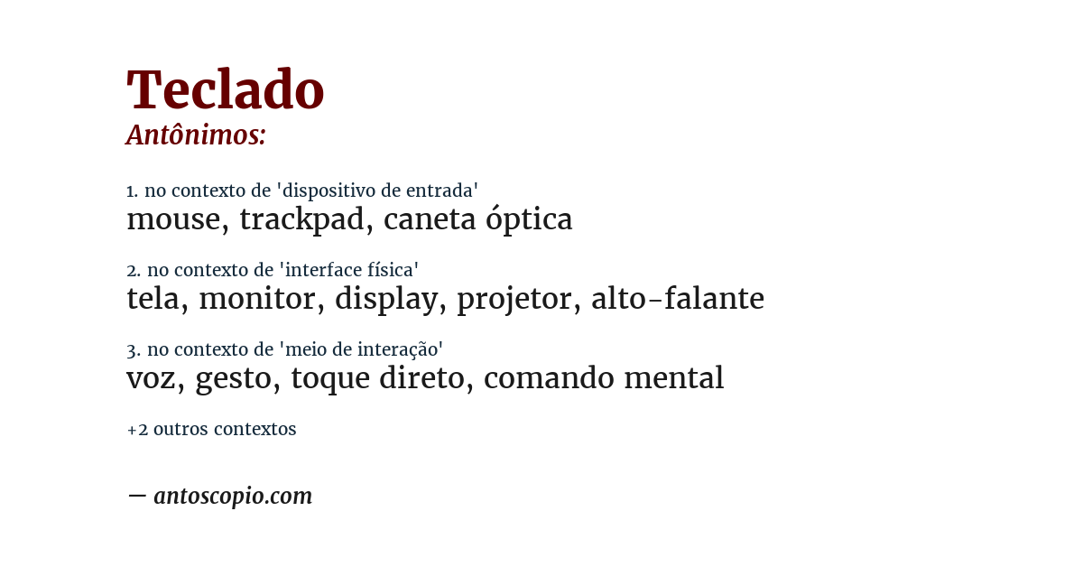 Antônimo de teclado